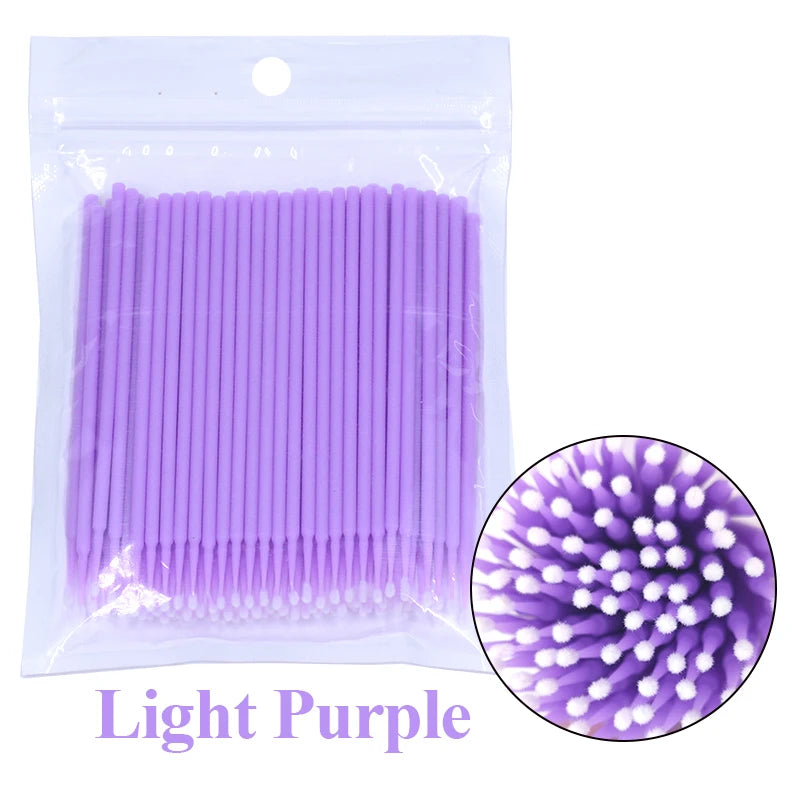 100Pcs Eyelash Cleaning Brush Lash Extension Micro Cotton Swab Individual Eyelashes Microbrush Beauty Makeup Clean Remover Tools Leedoar