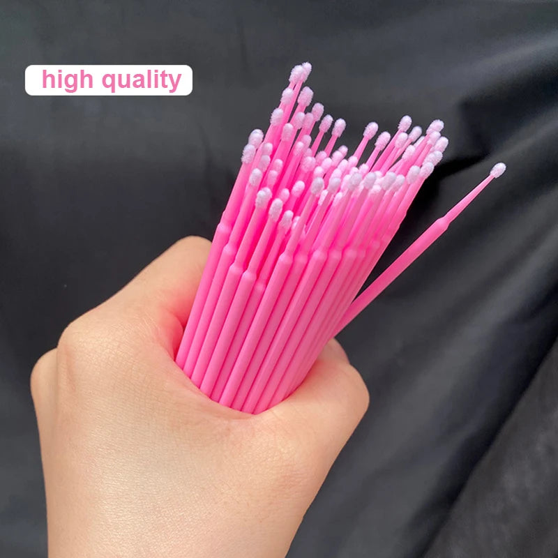 100Pcs Eyelash Cleaning Brush Lash Extension Micro Cotton Swab Individual Eyelashes Microbrush Beauty Makeup Clean Remover Tools Leedoar