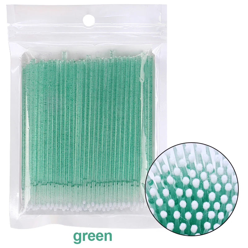 100Pcs Eyelash Cleaning Brush Lash Extension Micro Cotton Swab Individual Eyelashes Microbrush Beauty Makeup Clean Remover Tools Leedoar