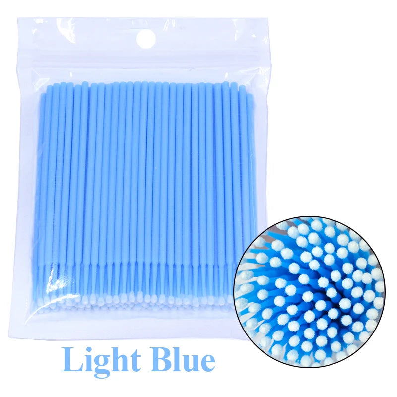 100Pcs Eyelash Cleaning Brush Lash Extension Micro Cotton Swab Individual Eyelashes Microbrush Beauty Makeup Clean Remover Tools Leedoar