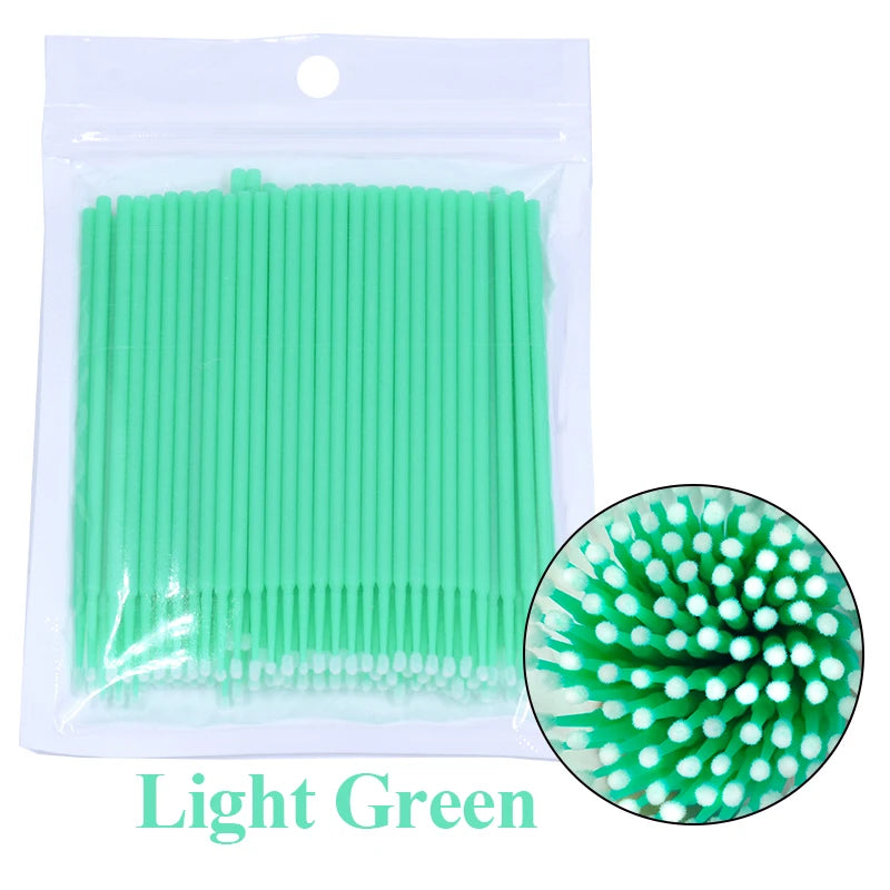 100Pcs Eyelash Cleaning Brush Lash Extension Micro Cotton Swab Individual Eyelashes Microbrush Beauty Makeup Clean Remover Tools Leedoar