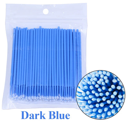 100Pcs Eyelash Cleaning Brush Lash Extension Micro Cotton Swab Individual Eyelashes Microbrush Beauty Makeup Clean Remover Tools Leedoar