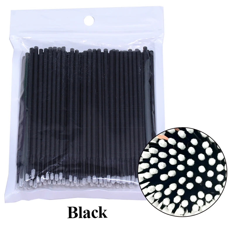 100Pcs Eyelash Cleaning Brush Lash Extension Micro Cotton Swab Individual Eyelashes Microbrush Beauty Makeup Clean Remover Tools Leedoar