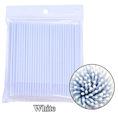 100Pcs Eyelash Cleaning Brush Lash Extension Micro Cotton Swab Individual Eyelashes Microbrush Beauty Makeup Clean Remover Tools Leedoar