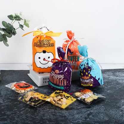 100Pcs -Halloween Candy Self-adhesive Bags Pumpkin Party Ghost Snowflake Cookie Packaging Bags Baking Self-sealing Bag Leedoar