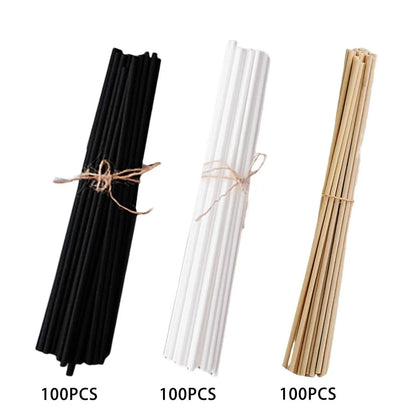 100Pcs Reed Diffuser Sticks Set 3mm 8inch Fiber Reed Diffuser Sticks Fragrance for Bedroom Office Bathroom Home Leedoar