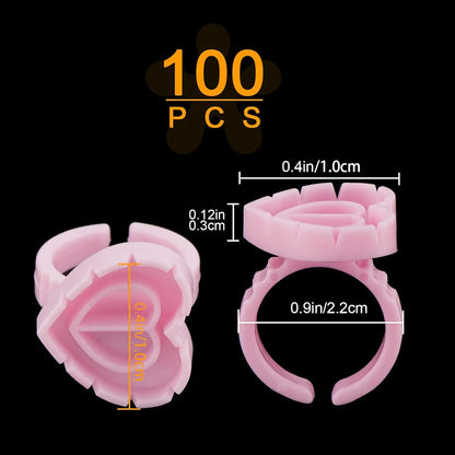 100Pcs Volume Glue Ring Cup for Lashes Fan Tattoo Pigment Holder Container Glue Holder Blossom Cups Eyelash Extension Supplier Leedoar