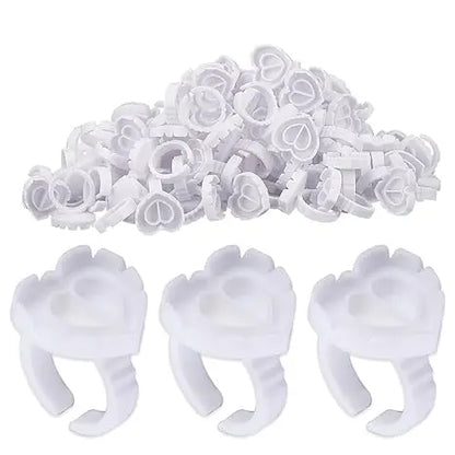 100Pcs Volume Glue Ring Cup for Lashes Fan Tattoo Pigment Holder Container Glue Holder Blossom Cups Eyelash Extension Supplier Leedoar