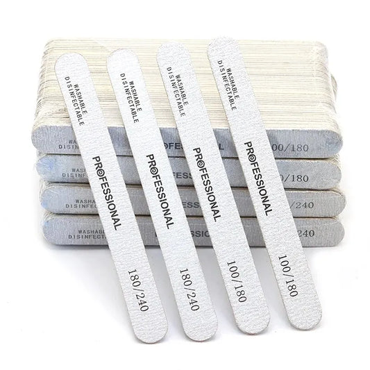 100Pcs Wooden Nail File Professional Sanding Buffer Files 100/180/240 Double Side For Salon Manicure Pedicure UV Gel Tips Tools Leedoar