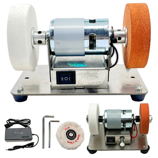 100W Double Grinder Machine Artifact Table Grinder Motor Micro Coarse and Fine Polishing Electric Grinding Wheel Grindig Stone