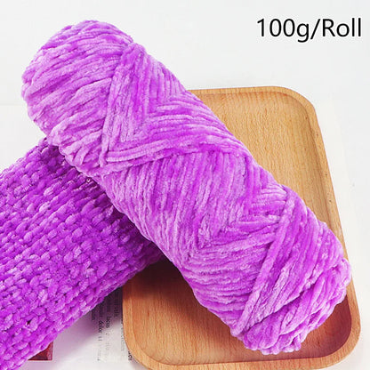 100g/ball Chenille Gold Velvet YarnSoft Warm Scarf Line Hand Woven Yarn Hand-knitted Crochet Thread Leedoar