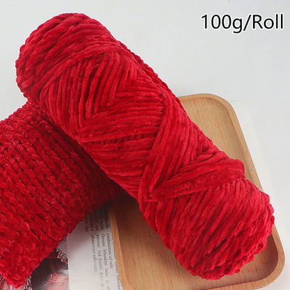 100g/ball Chenille Gold Velvet YarnSoft Warm Scarf Line Hand Woven Yarn Hand-knitted Crochet Thread Leedoar