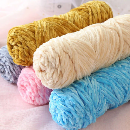 100g/ball Chenille Gold Velvet YarnSoft Warm Scarf Line Hand Woven Yarn Hand-knitted Crochet Thread Leedoar