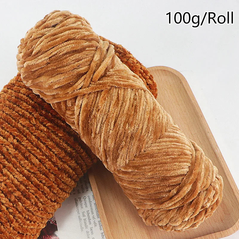 100g/ball Chenille Gold Velvet YarnSoft Warm Scarf Line Hand Woven Yarn Hand-knitted Crochet Thread Leedoar