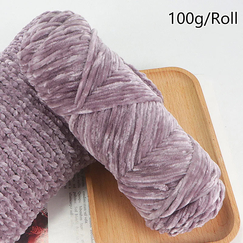 100g/ball Chenille Gold Velvet YarnSoft Warm Scarf Line Hand Woven Yarn Hand-knitted Crochet Thread Leedoar