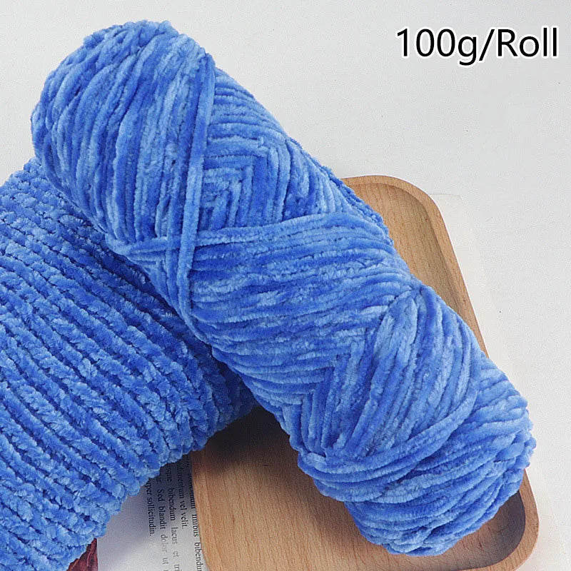 100g/ball Chenille Gold Velvet YarnSoft Warm Scarf Line Hand Woven Yarn Hand-knitted Crochet Thread Leedoar