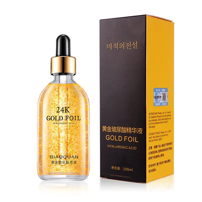 100ml 24k Gold Hyaluronic Acid Nicotinamide Face Serum Anti Aging Facial Lifting Collagen Essence Skin Care Whitening Serum Leedoar