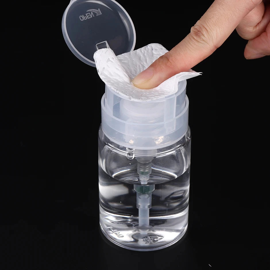 Botella con bomba de prensa vacía rellenable de 100 ml, dispensador transparente, recipiente para líquido, limpiador, removedor, esmalte, maquillaje, herramientas de manicura, accesorio 