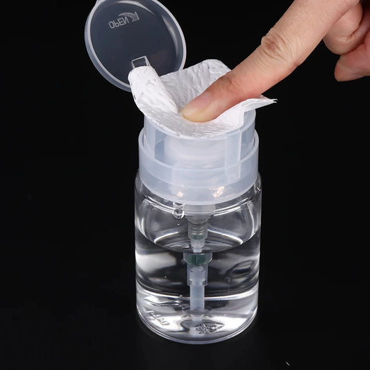 100ml Refillable Empty Press Pump Bottle Clear Dispenser Liquid Container Remover Cleaner Polish Makeup Manicure Tools Accessory Leedoar