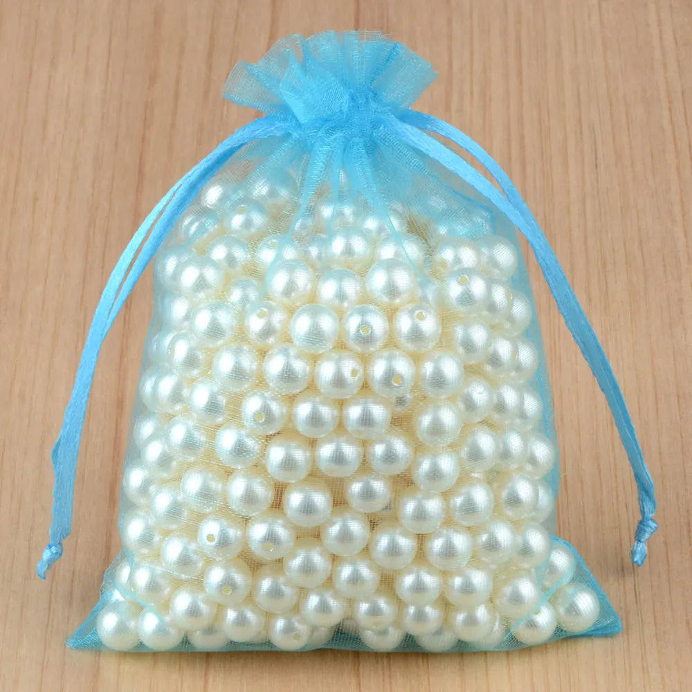 100 peças 24 cores bolsa de embalagem de joias 5*7 7*9 9*12 10*15cm sacos de organza armazenamento de presentes bolsas de cordão de casamento atacado 