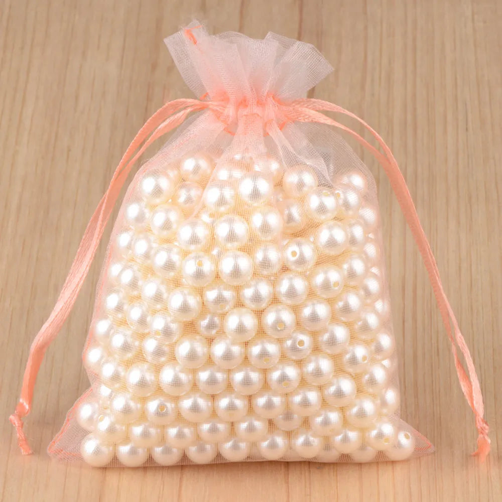 100 peças 24 cores bolsa de embalagem de joias 5*7 7*9 9*12 10*15cm sacos de organza armazenamento de presentes bolsas de cordão de casamento atacado 