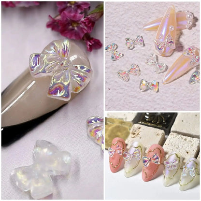 100pcs 3D Aurora Butterfly Bear Deer Pearl Mix Box Professional Accessories DIY Nail Design Leedoar