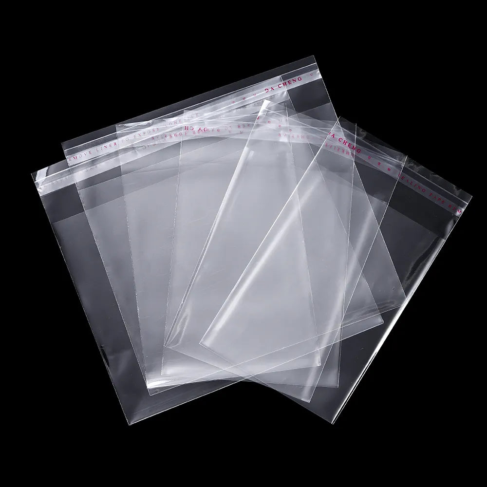 100pcs/lot Transparent Self Adhesive Seal Bags OPP Plastic Cellophane Bags Gifts Bag & Pouch Jewelry Packaging Bags Leedoar