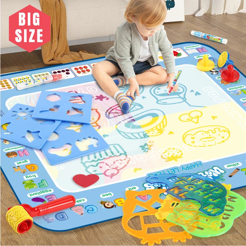 100x80CM Magic Water Drawing Mat Coloring Doodle With Reusable Magic Pens Montessori Painting Board Educational Toys Kids Gifts Leedoar