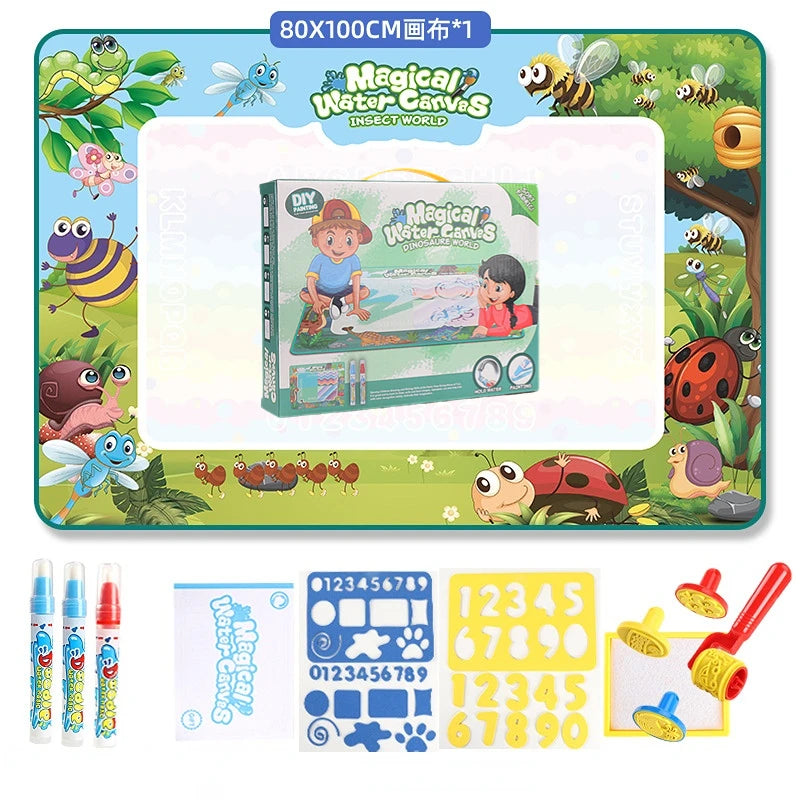 100x80CM Magic Water Drawing Mat Coloring Doodle With Reusable Magic Pens Montessori Painting Board Educational Toys Kids Gifts Leedoar
