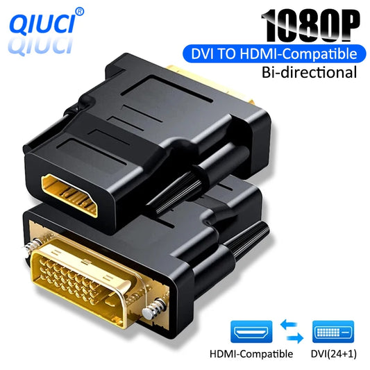 1080P DVI to HDMI-Compatible Cable Adapter DVI Male to Female Bi-directional Connector Converter for PS3 Projector Laptop TV Box Leedoar