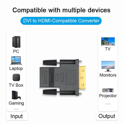 1080P DVI to HDMI-Compatible Cable Adapter DVI Male to Female Bi-directional Connector Converter for PS3 Projector Laptop TV Box Leedoar