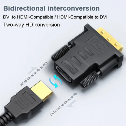 1080P DVI to HDMI-Compatible Cable Adapter DVI Male to Female Bi-directional Connector Converter for PS3 Projector Laptop TV Box Leedoar