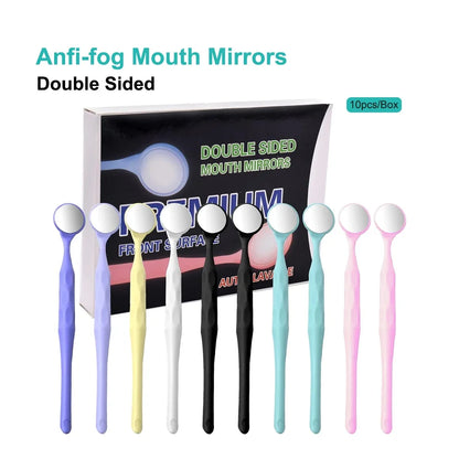 10PCS/Box Dental Double Sided Mouth Mirrors Autoclavable Premium Front Surface Exam Reflector Oral Mirror Dentistry Tool Leedoar