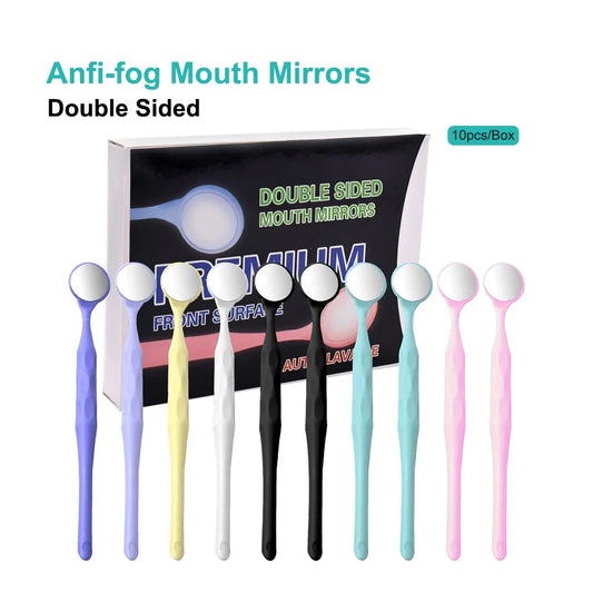 10PCS/Box Dental Double Sided Mouth Mirrors Autoclavable Premium Front Surface Exam Reflector Oral Mirror Dentistry Tool