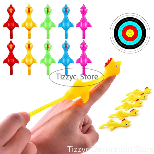 10PCS Catapult Launch Turkey Slingshot Chick Elastic Flying Finger Sticky Decompression Toy for Birthday Halloween Party Favors Leedoar