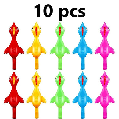 10PCS Catapult Launch Turkey Slingshot Chick Elastic Flying Finger Sticky Decompression Toy for Birthday Halloween Party Favors Leedoar