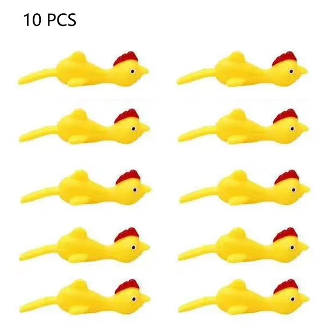 10PCS Catapult Launch Turkey Slingshot Chick Elastic Flying Finger Sticky Decompression Toy for Birthday Halloween Party Favors Leedoar