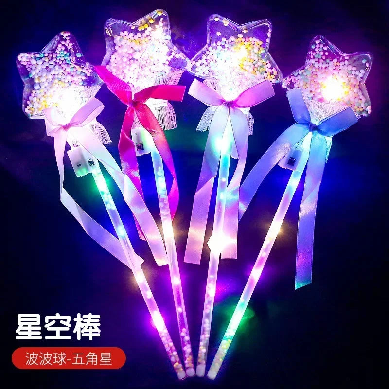 10PCS Fairy Stick Wave Ball Magic Stick Sparkling Ball Push Small Gift Children's Glow Toy Party Supplies Favors Leedoar