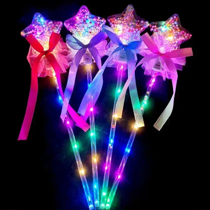 10PCS Fairy Stick Wave Ball Magic Stick Sparkling Ball Push Small Gift Children's Glow Toy Party Supplies Favors Leedoar