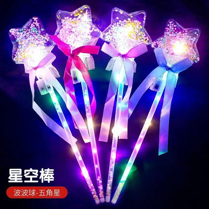 10PCS Fairy Stick Wave Ball Magic Stick Sparkling Ball Push Small Gift Children's Glow Toy Party Supplies Favors Leedoar