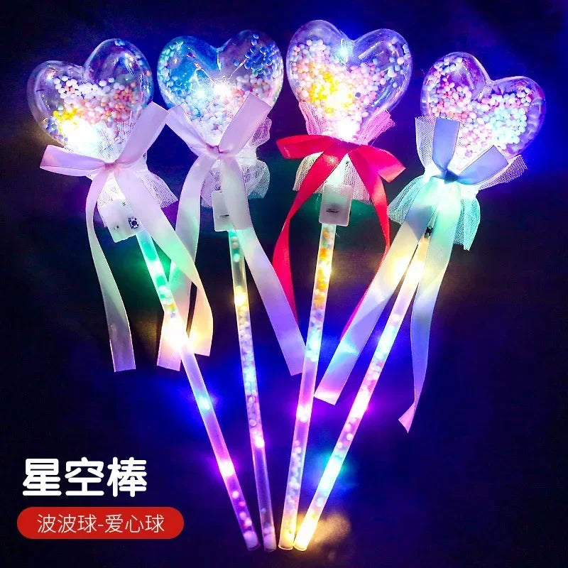 10PCS Fairy Stick Wave Ball Magic Stick Sparkling Ball Push Small Gift Children's Glow Toy Party Supplies Favors Leedoar