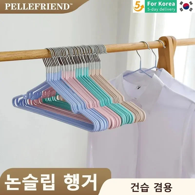 10PCS Non-slip Dip Plastic Clothes Hanger Dormitory Clothes Drying Adult Clothes Drying Rack Household Thick Clothes Support Leedoar