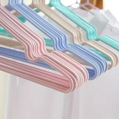 10PCS Non-slip Dip Plastic Clothes Hanger Dormitory Clothes Drying Adult Clothes Drying Rack Household Thick Clothes Support Leedoar