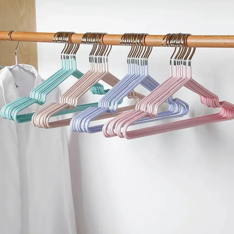 10PCS Non-slip Dip Plastic Clothes Hanger Dormitory Clothes Drying Adult Clothes Drying Rack Household Thick Clothes Support Leedoar