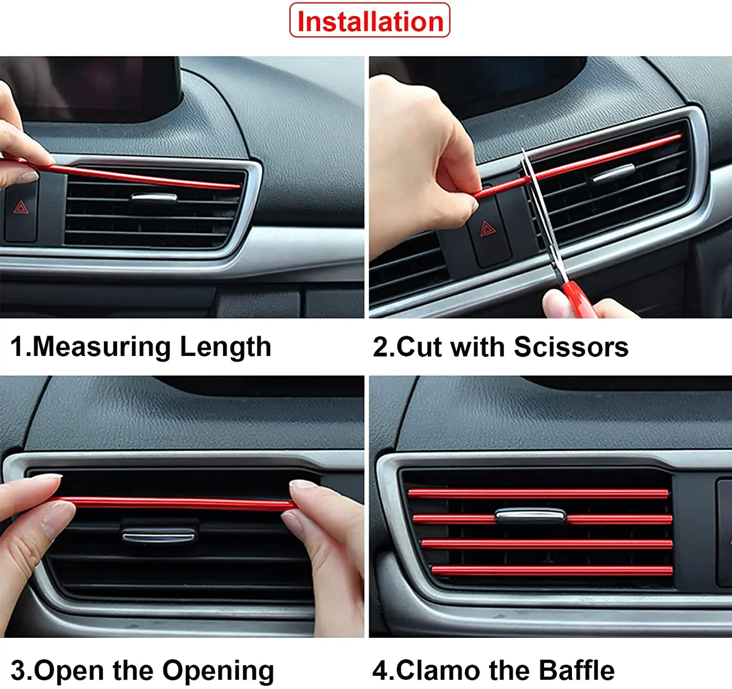 10Pcs 20cm Car Air Conditioner Outlet Decorative U Shape Moulding Trim Decor Strips Car Styling Car Door Edge Corner Protector Leedoar