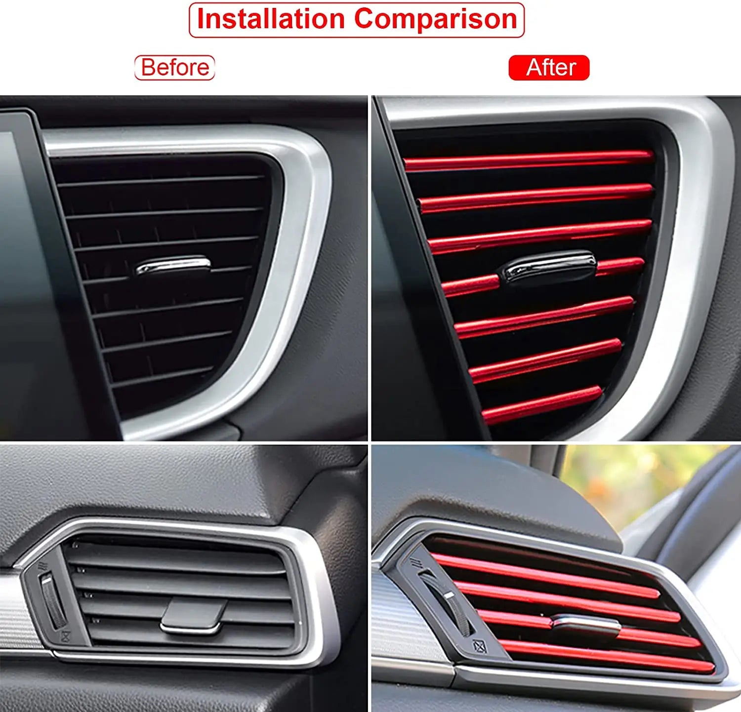 10Pcs 20cm Car Air Conditioner Outlet Decorative U Shape Moulding Trim Decor Strips Car Styling Car Door Edge Corner Protector Leedoar