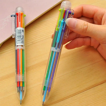 10Pcs 6colors Transparent Cartoon Ballpoint Pen Creative Cute Colorful Swivel Supplies School&Office Supplies Leedoar