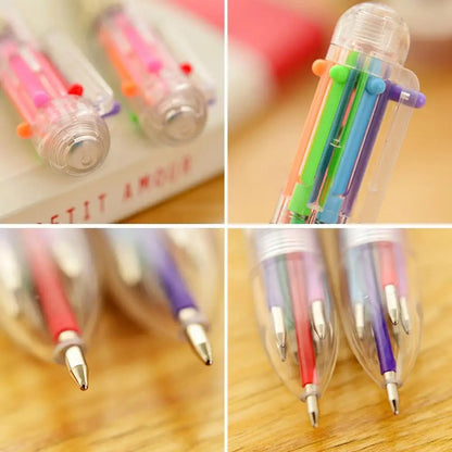 10Pcs 6colors Transparent Cartoon Ballpoint Pen Creative Cute Colorful Swivel Supplies School&Office Supplies Leedoar