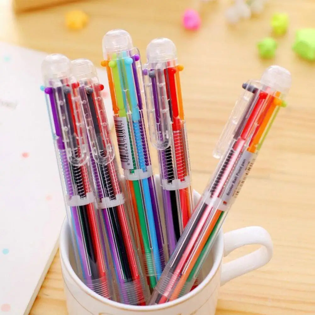 10Pcs 6colors Transparent Cartoon Ballpoint Pen Creative Cute Colorful Swivel Supplies School&Office Supplies Leedoar