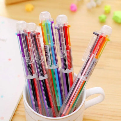 10Pcs 6colors Transparent Cartoon Ballpoint Pen Creative Cute Colorful Swivel Supplies School&Office Supplies Leedoar